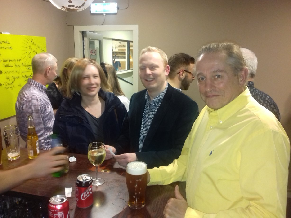 2018 Annual Dinner at ESC. L to R: Glyn, Michael's guest, Michael and Simon